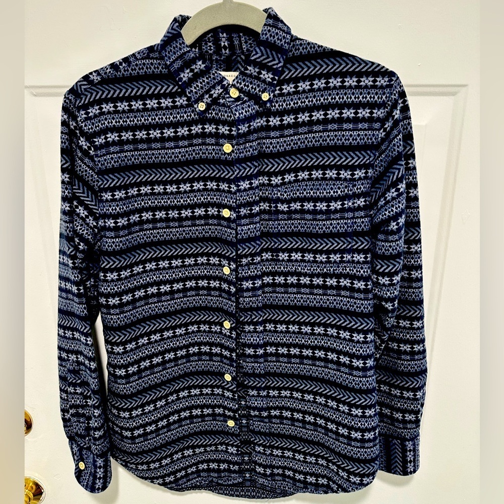Club Monaco Slim Fit Star & Chevron Print Button-Down Shirt - Size Small
